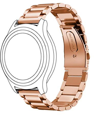RuenTech Ersatzarmband Kompatibel mit Polar Vantage M/Umidigi Uwatch 3s 2s Strap, Edelstahl-Metallarmband für Amazfit GTR 47mm/Huawei Watch GT 2 46MM GPS Smartwatch (Rosegold)