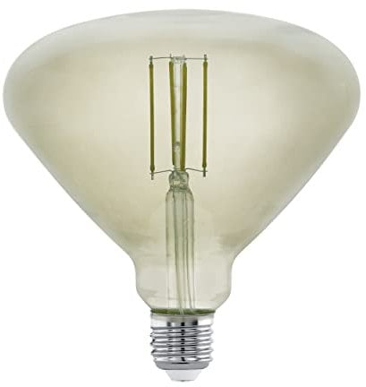 EGLO LED E27 dimmbar, Smoky Vintage Glühbirne in MID SIZE Ø 15 cm, LED Lampe für Retro Beleuchtung, 4 Watt (entspricht 30 Watt), 360lm, E27 LED warmweiß, 3000 K, Leuchtmittel, Edison Glühbirne, BR150