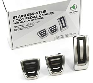 Skoda 5E1064200 Pedalkappen 3-teilig Sport Edelstahl gebürstet Tuning Sportpedal, nur für Schaltgetriebe