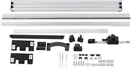 Tischkreissäge Zaun Set Elektrische Einsätze Einsätze zum Zurechtschneiden Kreissäge Flip Back Kit Schwarz Silber Aluminiumlegierung mit Feineinstellknopf 800mm / 1000mm[800mm Table Saw Fence]