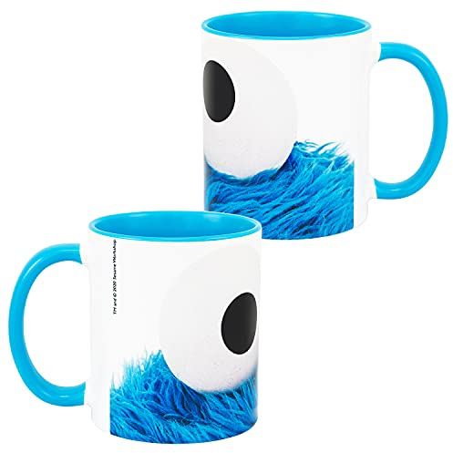 United Labels Sesamstraße Tasse 320 ml, Krümelmonster, Weiß Blau, Kaffeebecher aus Keramik, Kaffeetasse