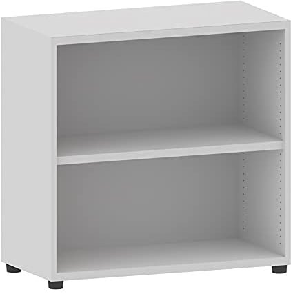 Aktenregal 2 Fächer versch. Farben | Büroregal 2OH B40xT80xH77cm Holz | Büromöbel Ordnerregal Bücherregal Regal Homeoffice Aufbewahrungsregal | Boden höhenverstellbar | Made in Germany (Lichtgrau)