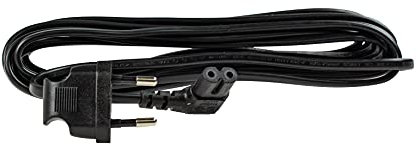 as - Schwabe Netzkabel Stromkabel 5 m Typ C7 Winkelsteckdose, Verbindungskabel DIN60320, Kleingerätekabel H03VVH2-F 2x0,75, Euro-Winkel-Stecker, Kleingeräte-Zuleitung 230V/2,5A, IP20, Schwarz, 70885