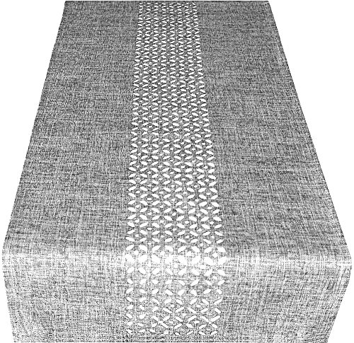 matches21 Tischläufer/Mitteldecke Durchbrochene Ornamente Verzierung grau Tischwäsche 1 STK 40x90 cm Polyester