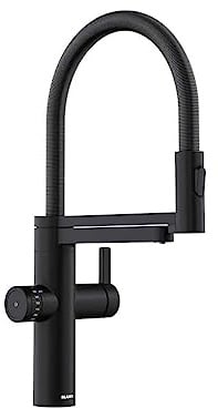 BLANCO drink.filter EVOL-S Pro schwarz matt | Wasseraufbereitungssystem | Veredeltes gefiltertes Wasser | Separater Auslauf für gefiltertes Wasser | Armatur | Click & Touch Mengeneinstellung