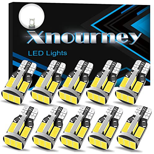 Xnourney 194 LED Car Bulb T10 168 2825 W5W LED Bulb, Extremely Bright 12V 10SMD 5630 Chipset Used for Cars Trucks Interior Dome Map Door Courtesy License Plate Lights 6500K White