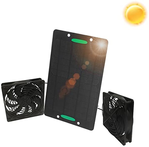 Kit de ventilateur de panneau solaire, équipement de ventilation extérieure à double extracteur d'air 10W 800MA mini panneau solaire pour serres de camping-car, hangars, maisons pour animaux