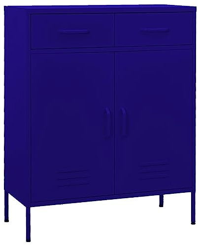 vidaXL Lagerschrank Sideboard Kommode Anrichte Stahlschrank Schrank Beistellschrank Mehrzweckschrank Bücherschrank Standschrank Marineblau 80x35x101,5cm Stahl