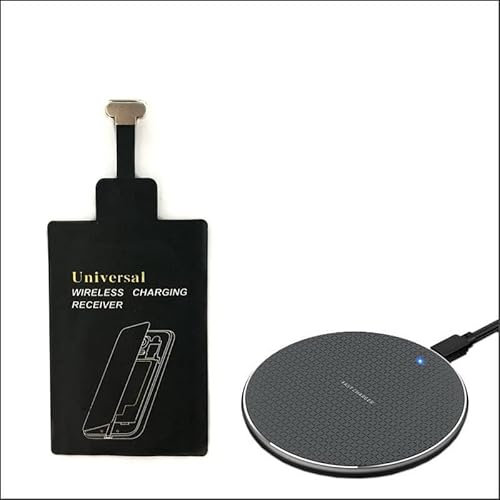 Wireless Charger Pad + External Receiver U01 for Samsung Galaxy A12 A22 A32 A42 A52 A72 4G 5G Black
