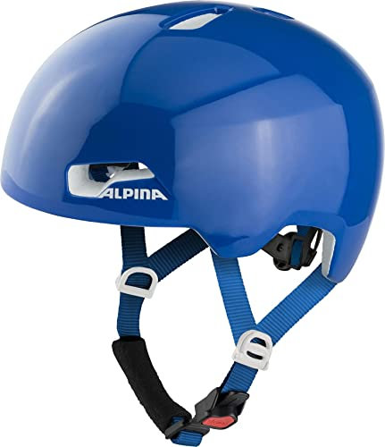 ALPINA Hackney - Leichter, Bruchfester & Optimal Klimatisierter Fahrradhelm für Kinder, Mit Nachrüstbarem LED für Gute Sichtbarkeit, Blue Gloss, M (51-56 cm)
