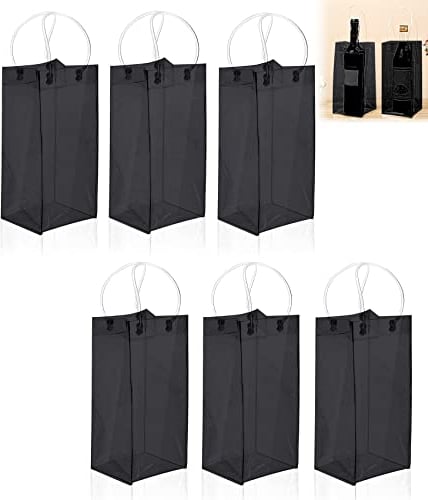 6 Stück Flaschenkühler Ice Bag,Transparent Sektkühler, PVC Tragbar Flaschenkühler Outdoor, Kühltasche für Flaschen Mit Griff, Flaschen Tragetasche Verwendet für Bier, Champagner, Wein