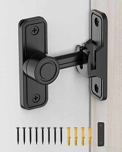 Loquets de portail robustes à angle droit de 90 degrés, verrou de porte coulissante antivol pour clôture en bois, jardin, salle de bain, fenêtre de garage extérieure, vis incluses (noir)
