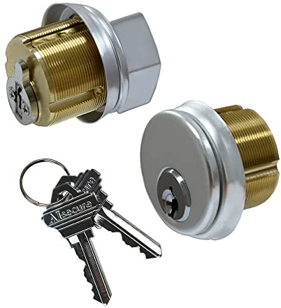 Brass Mortise Cylinder with SC Keyway, Thumbturn, and Keys. Commercial-Grade storefront Door Lock Cylinder for Aluminum Doors, Ideal for Shop Door Lock Replacements. Includes 1 Set in Silver Finish.