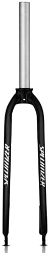 splumzer 1-1/8 26/27,5/29 MTB-Gabel mit starrer Scheibenbremse aus Aluminiumlegierung, 28,6 mm gewindelose gerade Rohr-superleichte Mountainbike-Vorderradgabel (27.5 Zoll, Schwarz)
