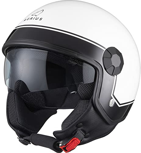 Agrius Score Solid Open Face Motorcycle Helmet M Gloss White