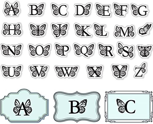 craspire Schmetterlings-Initialen von A Bis Z, Durchsichtige Stempel Für Die Kartenherstellung, Dekoration, Scrapbooking, Alphabet-Stempel Aus Silikonkautschuk Zum Prägen von Fotoalbum-Dekorationen