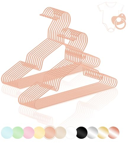 ROW&LINE® – Kinder Kleiderbügel (30 cm) – 20 Stück (Pastell orange) – platzsparende Babykleiderbügel – belastbar mit Schwerer Kleidung – Kinderbügel für Ordnung & einheitliche Optik im Kleiderschrank