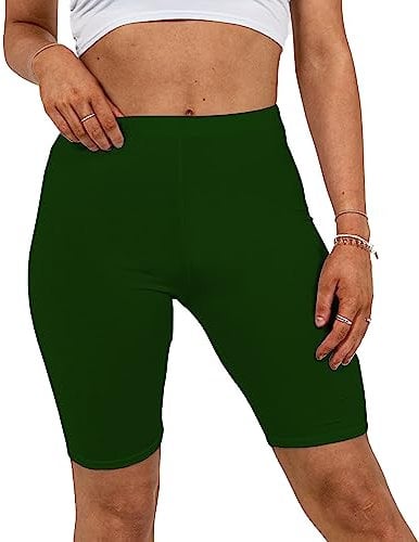 Missloved Ladies Womens Cycling Dancing Gym 1/2 Leggings Active Casual Shorts (Bottle Green, 16-18)