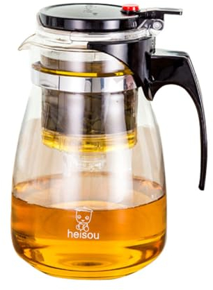 FUYTERY 1000 ml Glas-Teekanne mit herausnehmbarem Teesieb, Kungfu-Tee-Kunst-Glas-Teekanne, Edelstahl-Filterkanne mit Teesieb, Set zur Zubereitung von blühendem und losem Tee (1000ML)