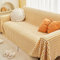 Mesnt Sofabezug Recamiere, Chenille Sofaüberwurf Decke Couch mit Plüsch-Gittermuster Gelb, 180x340CM