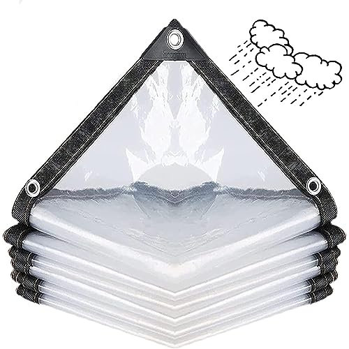 ZARBAILRE Impermeabile Trasparente Telo 8x1m, Anticorrosivo Teloni con Occhielli, Impermeabile Telone per Piscina, Legno, Auto, Coperture, Esterno 120g/1m², Un Foro per Metro