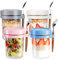 VITEVER 4 Pack Overnight Oats Jars, Overnight Oats Container with Lid and Spoon, 10 oz overnight glasses, Cereal, Milk, Vegetable and Fruit Salad Storage Container with Measurement Marks