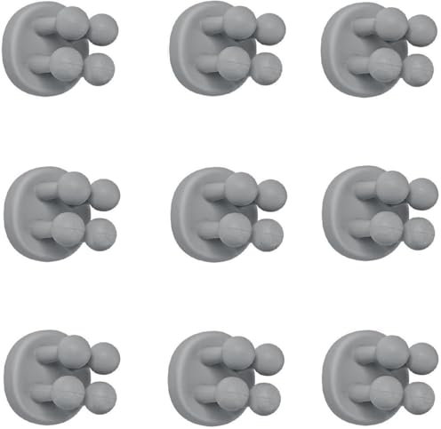 TECBULL® Funny Hooks Zahnbürstenhalter, Rasierer Halter Dusche, Halterung ohne Bohren, Zahnbürstenhalterung selbstklebend (9xGrau)
