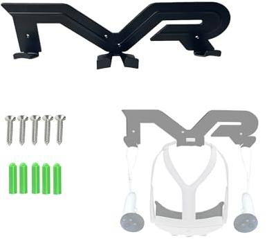 Generic VR Wall Mount Hanger Bracket Compatible for Meta Quest 1/2/3, Pico 4, Valve Index Headset & Controller Storage Rack Holder Display Accessories (Black)