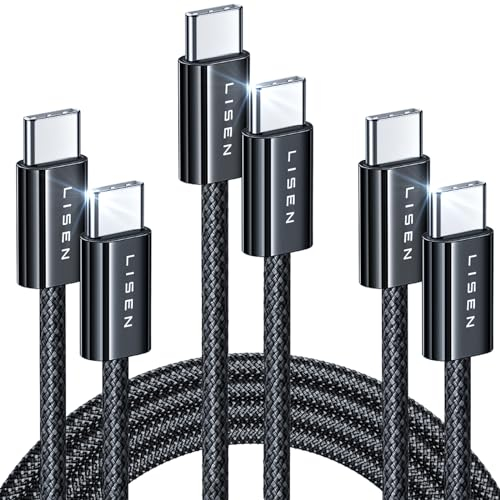 LISEN - Cavo USB C, 60 W, tipo C, 3 pezzi, 1 m, per iPhone 15 Pro Max Plus, Samsung S24/ S23/ S22/ S21/ Note 20 Ultra, Google Pixel, iPad Mini/ Pro 2024, MacBook