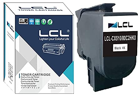LCL Kompatibel Tonerkartusche cartridges 4000 Pages 80C0H10 800H1 80C2HK0 802HK 80C2HKE 802HKE CX410 CX410DE CX410DTE CX510 CX510DE CX510DHE (1Schwarz) Kompatibel für Lexmark CX410 CX410DE CX410DTE