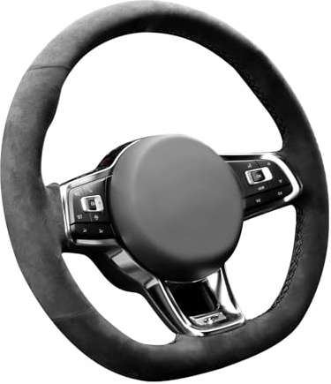 Alfanxi Handgenähte Alcantara-Lenkradhülle, kompatibel mit Volkswagen Golf GTI Golf R MK7 Polo GTI Scirocco (keine Streifen)