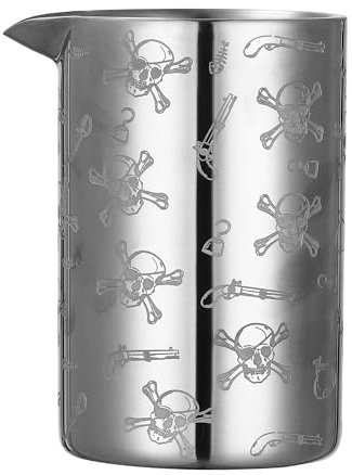 Etched 18oz Cocktail Mixing Glass, Stirring Glass, Mixing Tin,Bar Mixing Pitcher Double-walled and Vacuum Insulated for Temperature Consistency (Skull)