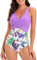 Century Star Badeanzug Damen Bauchweg Damen Große Größe Badeanzug Push Up Badeanzüge mit Bügel Badeanzüge für Frauen Lila Druck 34-36