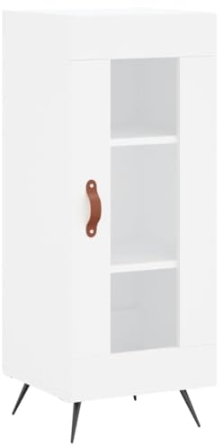 Homvdxl Niedriges Sideboard, schmal & schmal, Bücherregal, Vitrine mit Glastür, 34,5 x 34 x 90 cm, Buffetschrank für Wohnzimmer, Schlafzimmer, Büro, Modern (Weiß)