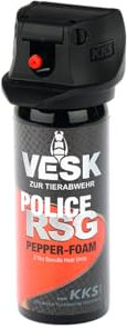Pfefferspray VESK Police RSG Foam Schaum 50ml Sprühkopf mit Federdeckelkappe geschützt - hochwertiges Tierabwehrspray zur Selbstverteidigung