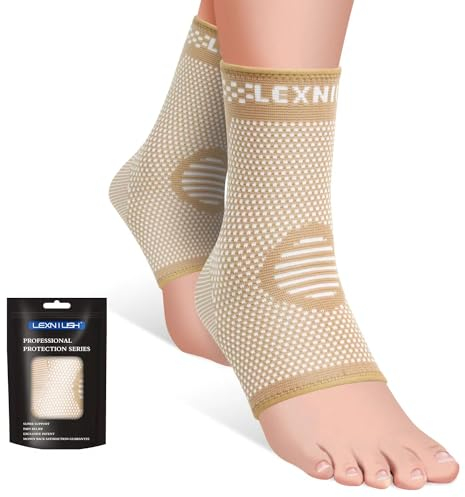 Lexniush 1 Paire Chevillère Entorse, Chevillère de Maintien Sport, Attelle Cheville pour Tendinite Tendon Achille et Fasciite Plantaire, Lésion Ligamentaire, chevillere pour Hommes et Femmes, Beige