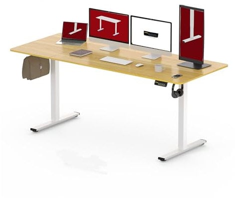 SANODESK Höhenverstellbarer Schreibtisch 200 x 80 cm Schreibtisch Höhenverstellbar Elektrisch Ergonomischer Steh-Sitz Tisch Computertisch für Heimbüro Homeoffice(ahorn)