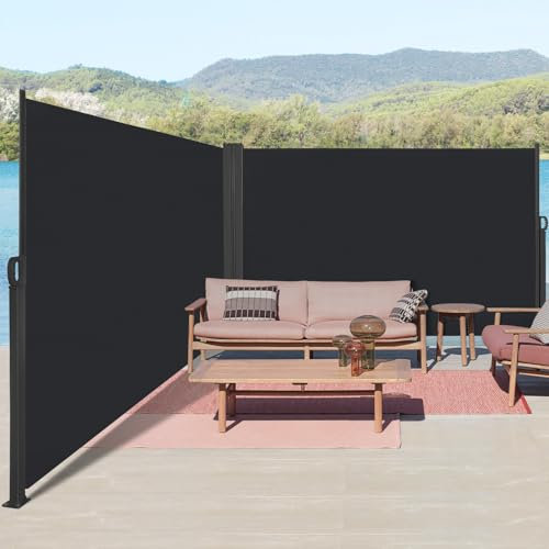 Kidsgigglz Brise Vue Retractable, Paravent Exterieur Retractable Store Exterieur Opaque, Protection de l'intimité et du Vent pour Balcon Terrasse Exterieur, Anthracite Store latéral, 160x600cm