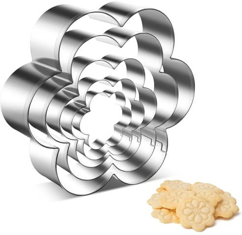 Giantree 5 Stück Ausstechform Blumen, Edelstahl Keksausstecher Fondant Ausstecher Groß Blumen Ausstecher Cookie Cutter Gemüse Obst Cutter Set Donut Ausstecher für Diy Desserts Fondant(Stil 1)