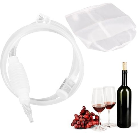 Wein Siphon 2,5 m/8,2ft Silikonbrauen Siphon -Röhre mit Filterbeutel und Wasserstopp -Clip -Wein -Siphon -Pumpe mit Edelstahlfilter für Bierfestival -Weinbier.