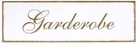 Dekolando Deko Türschild - Garderobe - Schild 150 x 50 mm - Schilder Türschilder Namensschilder Wohnung selbstklebend Holzschild Tür Holzschilder