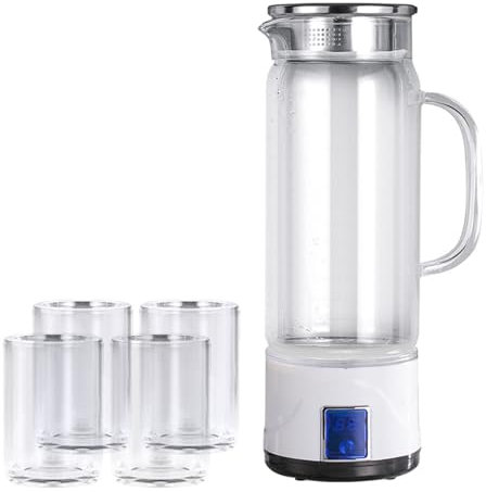 Hydrogen Water Bottle 1L Hydrogen Rich Water Kettle Hydrogen Water Generator Alkaline Pitcher with LED Display Hydrogen Content Up to 1300-1600PPB
