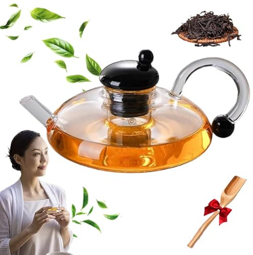 Innovessa Tea Pot, Innovessa Filtration Teapot Set, Tea Pot with Infusers for Loose Tea, Removable Heated Glass Teapot with Electric Heaters for Tea, Coffee (Transparent)
