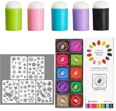 Kit De Peinture Au Doigt En Éponge, Ensemble De Jouets Dessin Au Doigt, Tampons En Éponge, Peinture Au Doigt Art Coloré, Fournitures Artisanat Aux Couleurs Vives Et Naturelles L'apprentissage Précoce