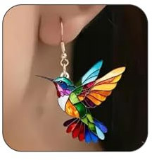 GlamRays Bunte Kolibri Ohrringe, 2D Neue Modevogel Hänge Ohrringe, Acryl Tiere Hänge Ohrringe Für Frauen, Kolibri Schmuck Geschenke
