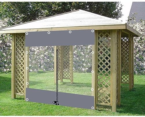 Transparente wasserdichte Abdeckplane, Outdoor-Vorhänge für Pergola-Pavillon, transparente Seitenteile mit Reißverschluss, ideal für Veranda, Carport, 4,6 x 2,2 m, strapazierfähig und wetterbeständig,