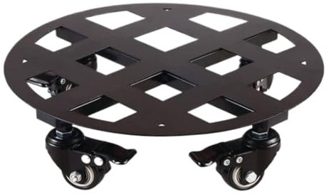 OUYUE Pflanzenwagen Mit Rollen Eisen-Blumentopf-Gestell, Beweglich, Mit Universalrädern, Rund, Schwarz, Hohl, Blumentopf-Gestell Rollpflanzenständer
