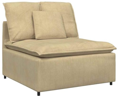 vidaXL Modulares Sofa Mittelmodul mit Kissen Graugrün 100 cm, modulare Couch, Mittelsofa, Sofa Cordstoff, Sofa modern, modulares Mittelsofa