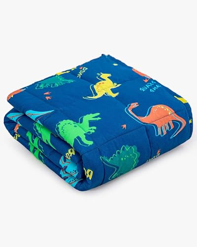 Sivio Gewichtsdecke 1,3 kg, 90 x 120 cm, Schwere Decke für Natürliche Erholung und Schlaf, Weiche Kuschelige Bettdecke, Geschenk für Jungen und Mädchen, Dinosaurier, Blau
