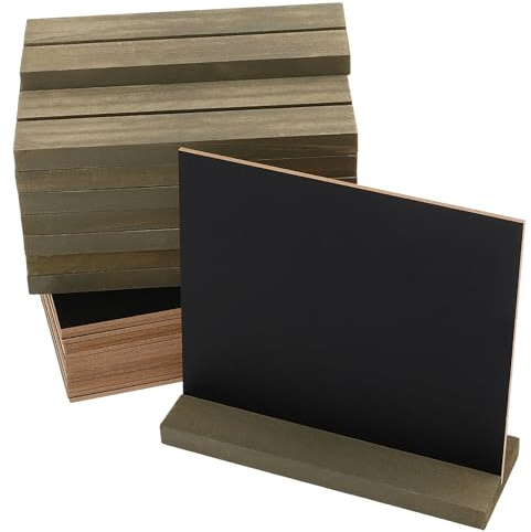 SYUTBOU 16 Stück Schiefertafel Zum Beschriften, 15x13 cm Kleine Kreidetafel Schwarz mit Holzständer, Kleine Tafeln Zum Beschriften, Preisschilder, Tischkarten